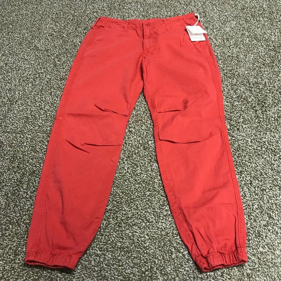 NWT Mother No Zip Misfit Pants Red Size 26 Joggers - Picture 2 of 8